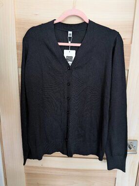 Black Viscose Button Up Sweater